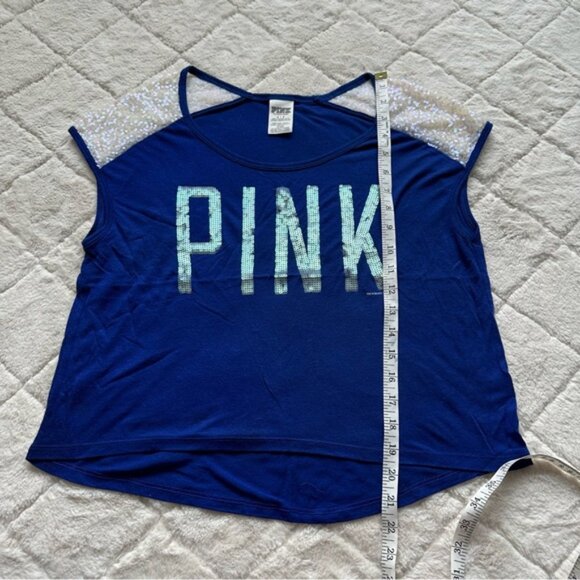 Victoria's Secret PINK | Sleeveless Blue Sequin Off Shoulder Shirt | Size Small - Picture 12 of 12